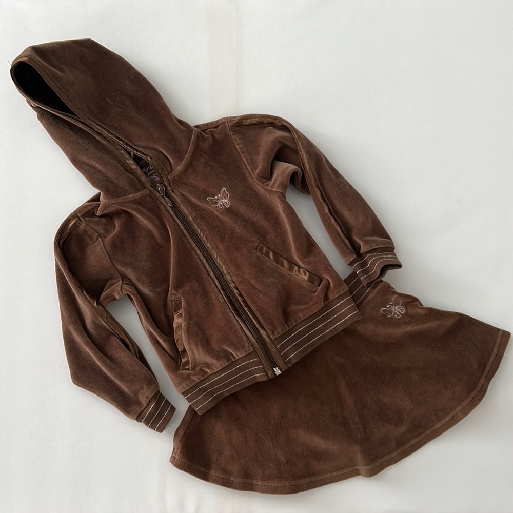 Arizona Jean Company Brown Velour Tracksuit Skirt Set in Size 4 or Small